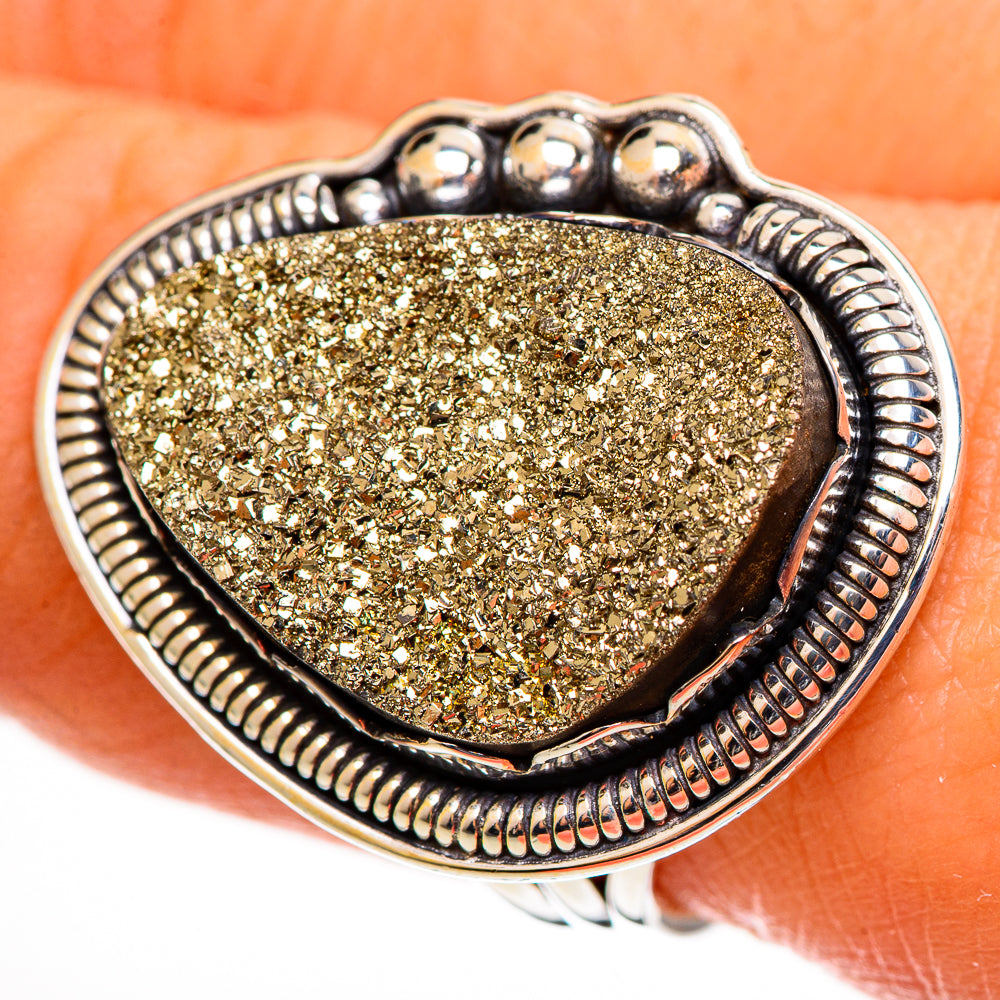 Spectro Pyrite Druzy Rings handcrafted by Anasilvercos - RING112573