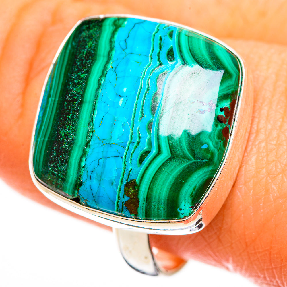 Malachite In Chrysocolla Rings handcrafted by Anasilvercos - RING112580