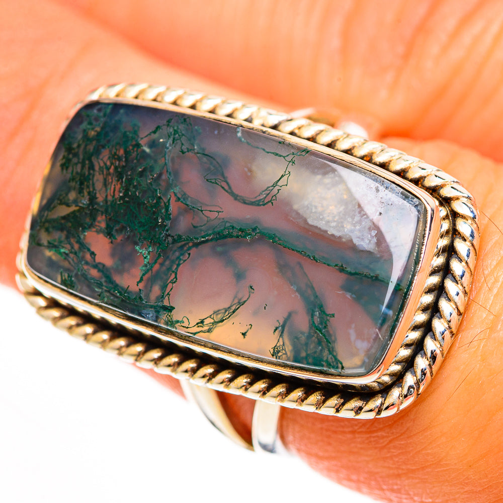 Green Moss Agate Rings handcrafted by Anasilvercos - RING112593