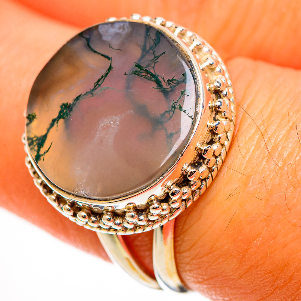 Green Moss Agate Rings handcrafted by Anasilvercos - RING112596