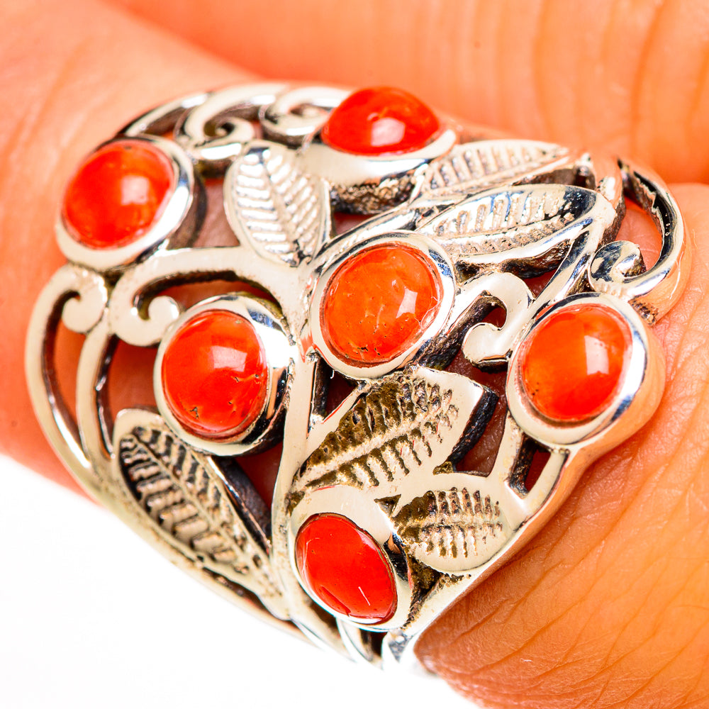 Mediterranean Red Coral Rings handcrafted by Anasilvercos - RING112670