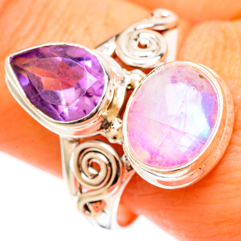 Pink Moonstone Rings handcrafted by Anasilvercos - RING112683