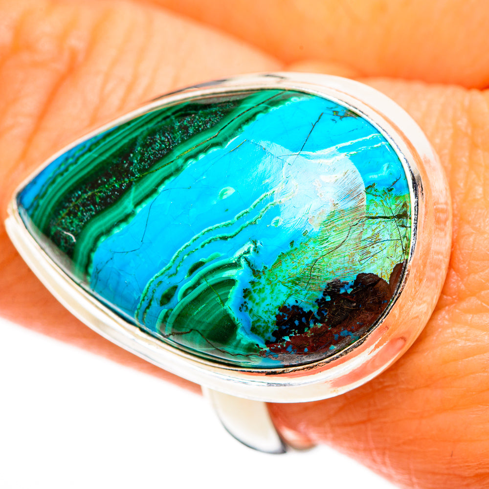 Malachite In Chrysocolla Rings handcrafted by Anasilvercos - RING112684