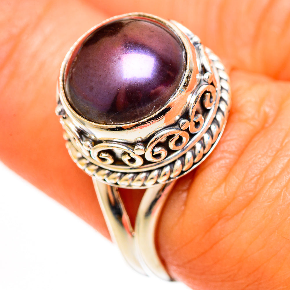 Titanium Cultured Pearl Rings handcrafted by Anasilvercos - RING112743