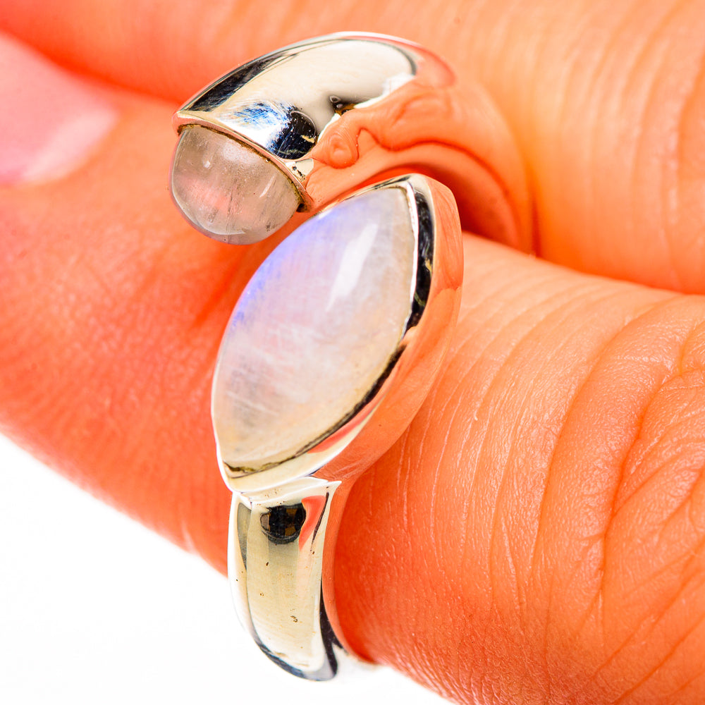 Rainbow Moonstone Rings handcrafted by Anasilvercos - RING112745