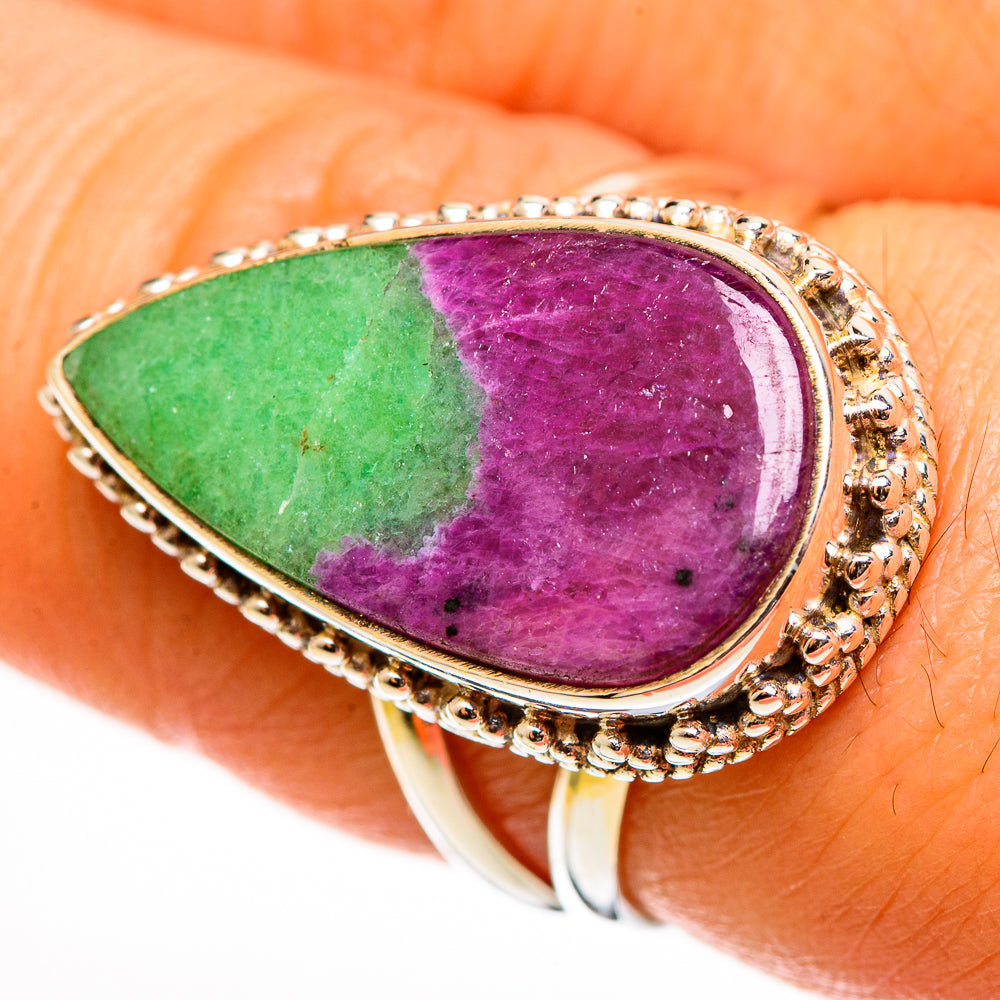 Ruby Zoisite Rings handcrafted by Anasilvercos - RING112749