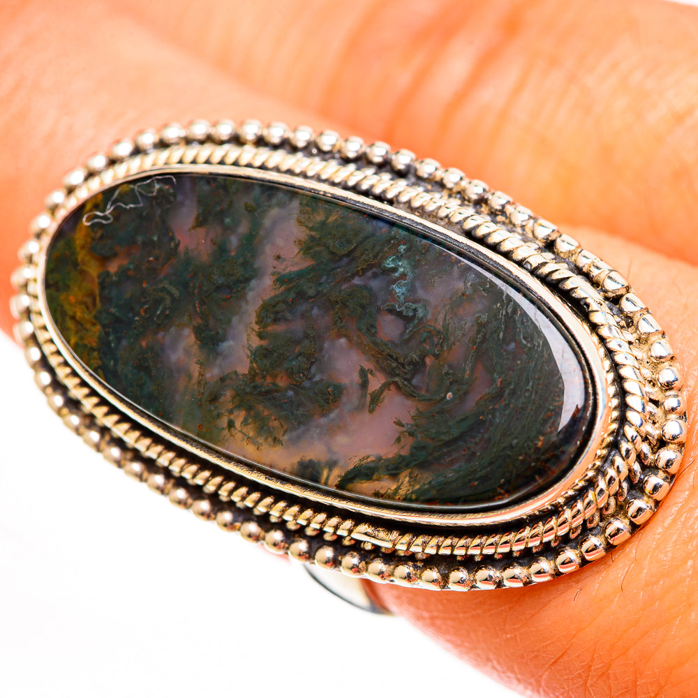 Green Moss Agate Rings handcrafted by Anasilvercos - RING112762