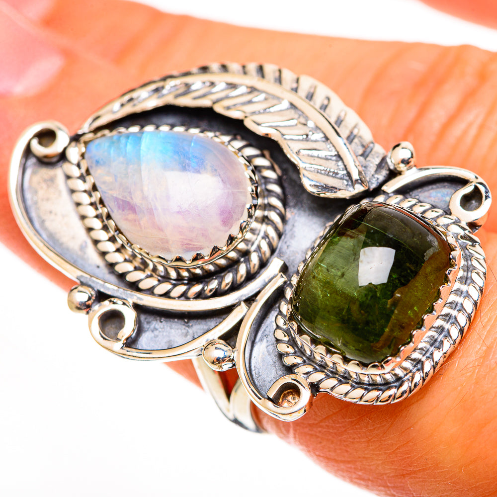 Rainbow Moonstone Rings handcrafted by Anasilvercos - RING112764