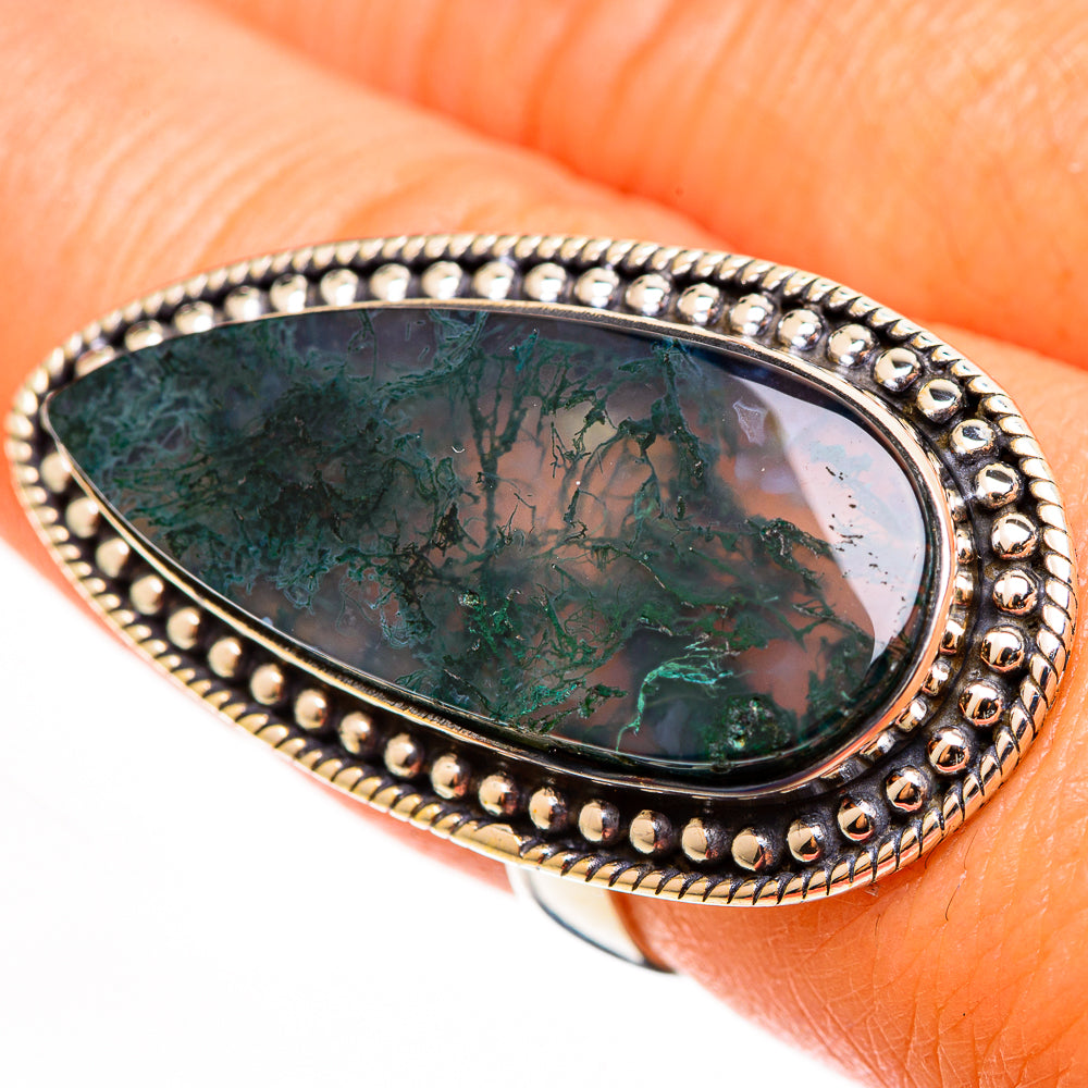 Green Moss Agate Rings handcrafted by Anasilvercos - RING112767