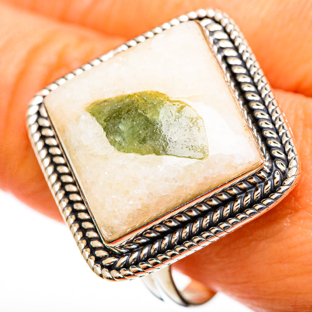 Green Tourmaline In Quartz Rings handcrafted by Anasilvercos - RING112792