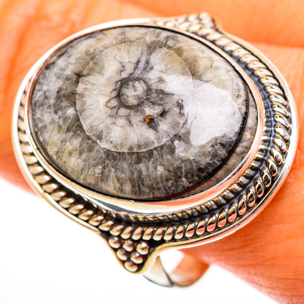 Moroccan Goniatite Fossil Rings handcrafted by Anasilvercos - RING112828