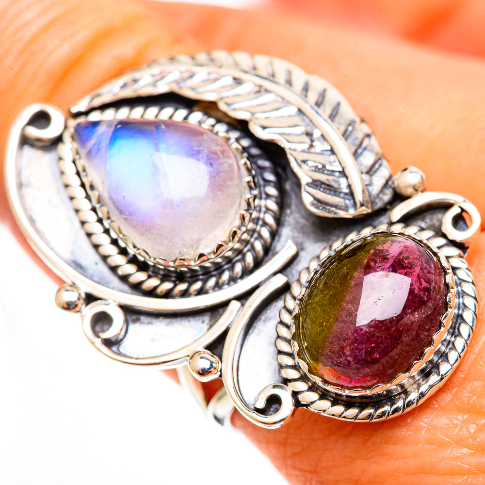 Rainbow Moonstone Rings handcrafted by Anasilvercos - RING112831