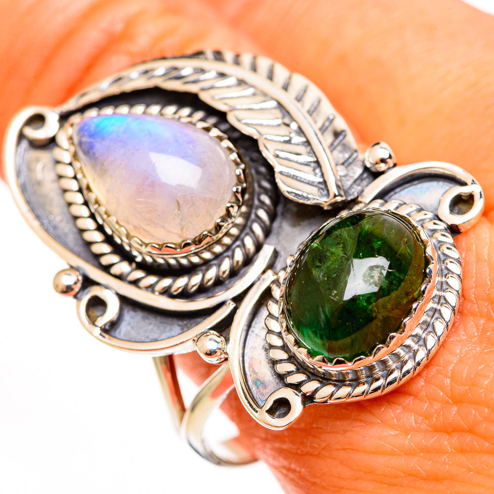 Rainbow Moonstone Rings handcrafted by Anasilvercos - RING112843
