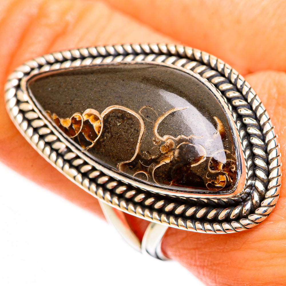 Turritella Agate Rings handcrafted by Anasilvercos - RING112854
