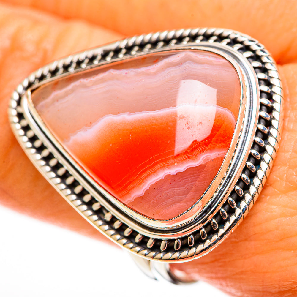 Red Botswana Agate Rings handcrafted by Anasilvercos - RING112857