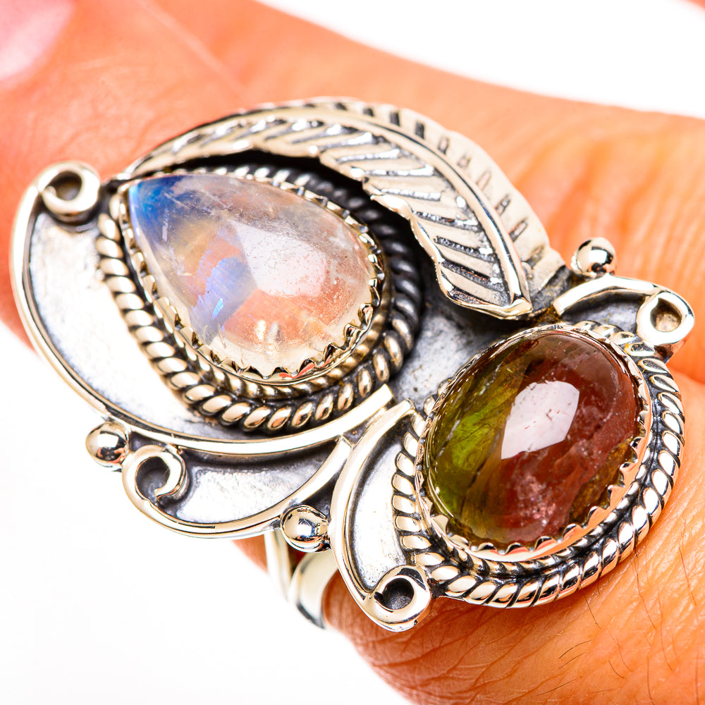 Rainbow Moonstone Rings handcrafted by Anasilvercos - RING112873