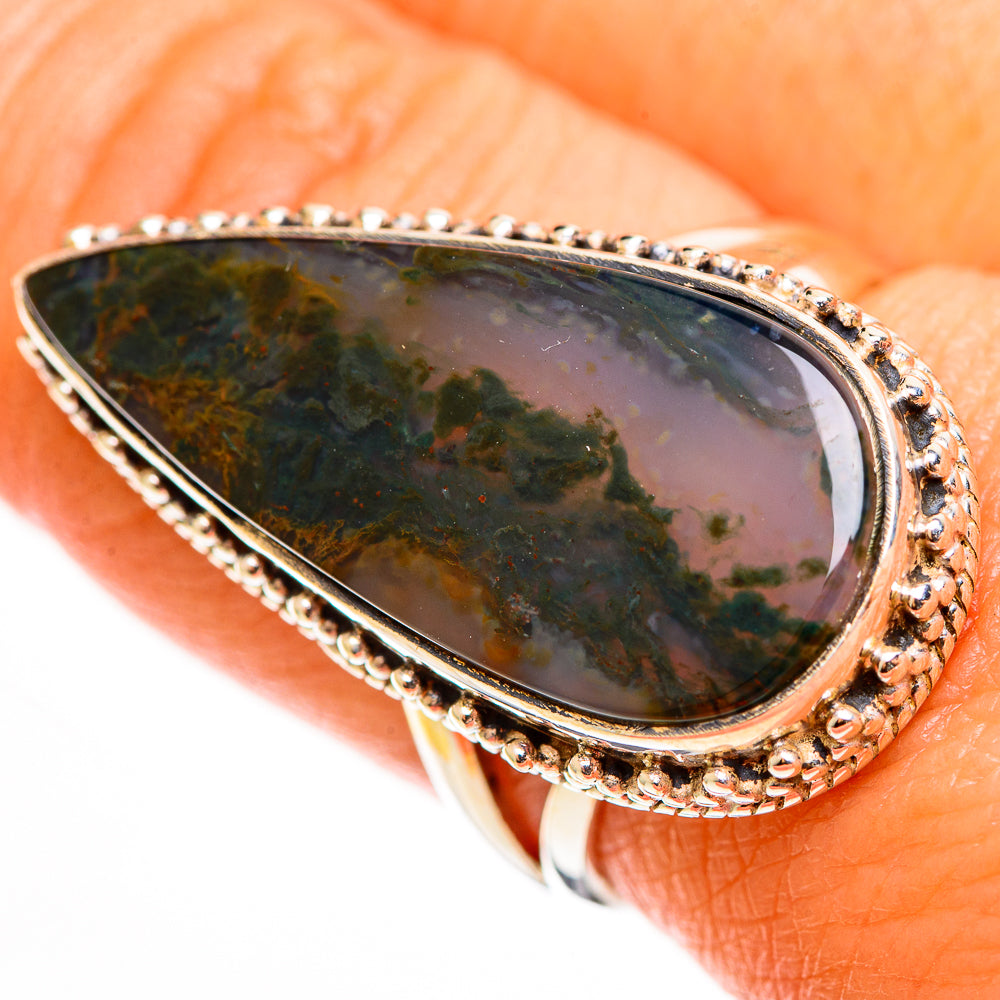 Green Moss Agate Rings handcrafted by Anasilvercos - RING112878