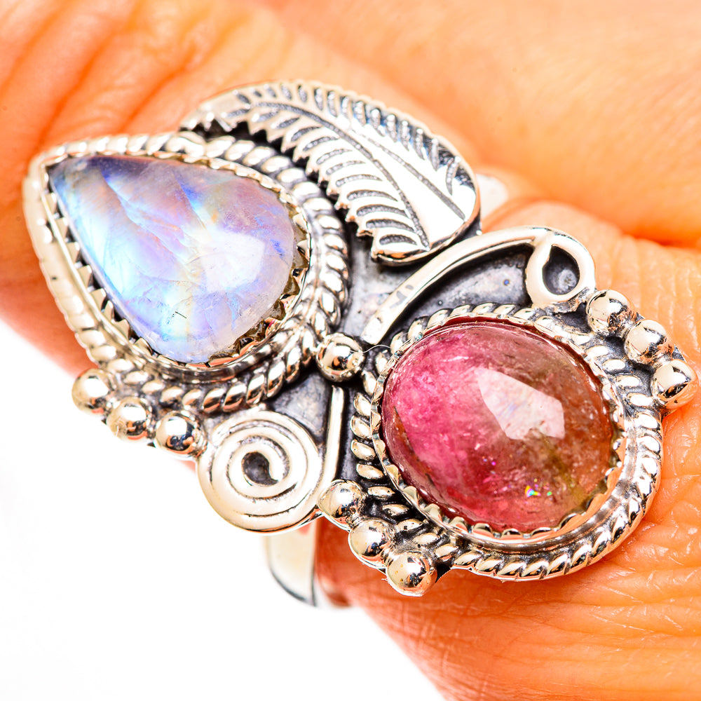 Rainbow Moonstone Rings handcrafted by Anasilvercos - RING112891