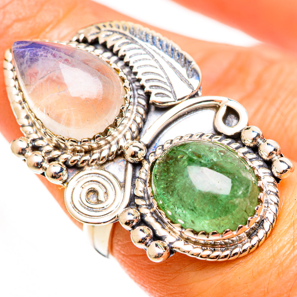 Rainbow Moonstone Rings handcrafted by Anasilvercos - RING112904