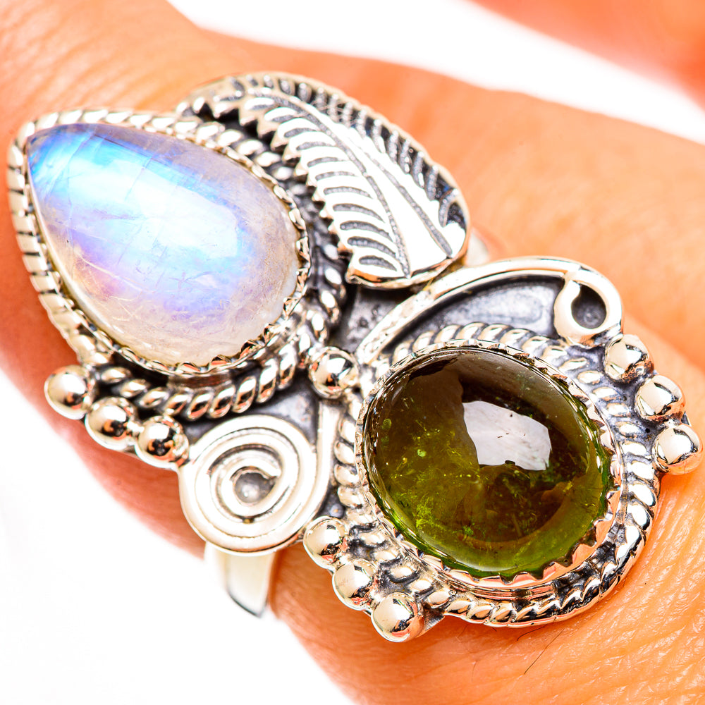 Rainbow Moonstone Rings handcrafted by Anasilvercos - RING112932
