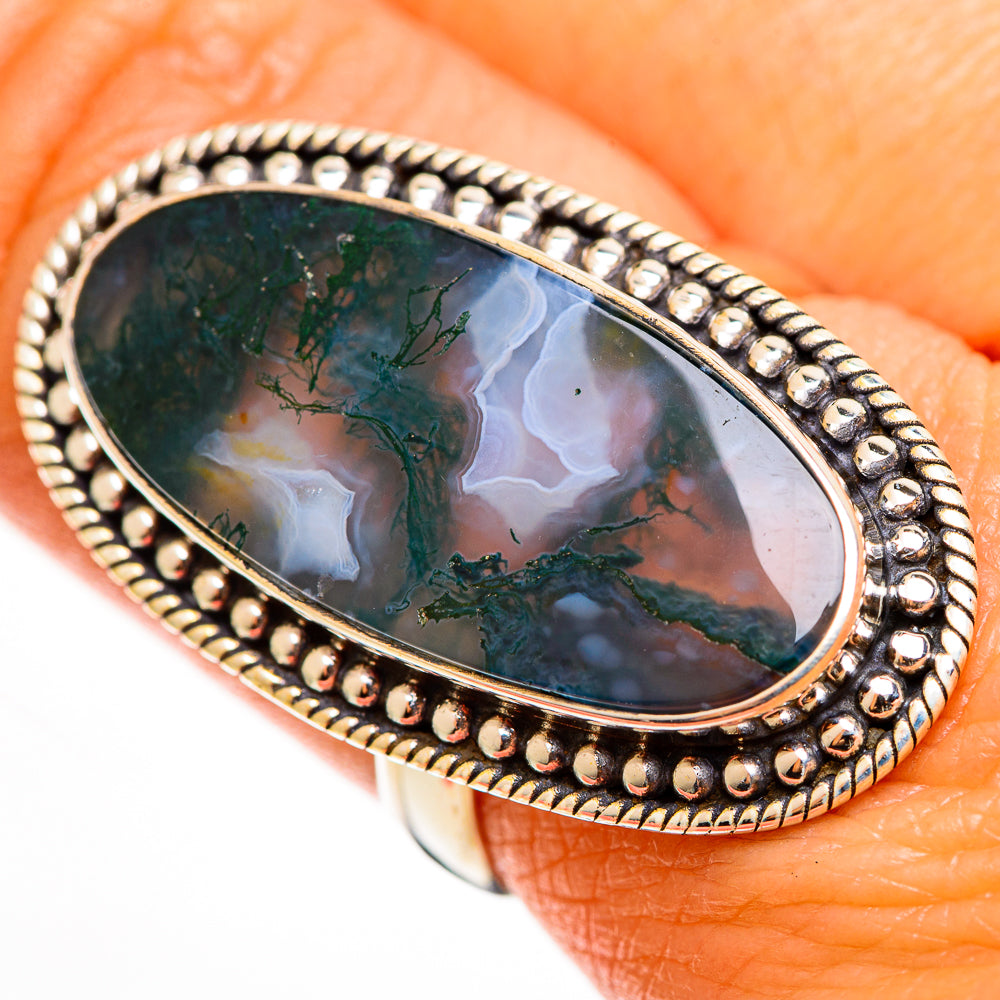 Green Moss Agate Rings handcrafted by Anasilvercos - RING112933
