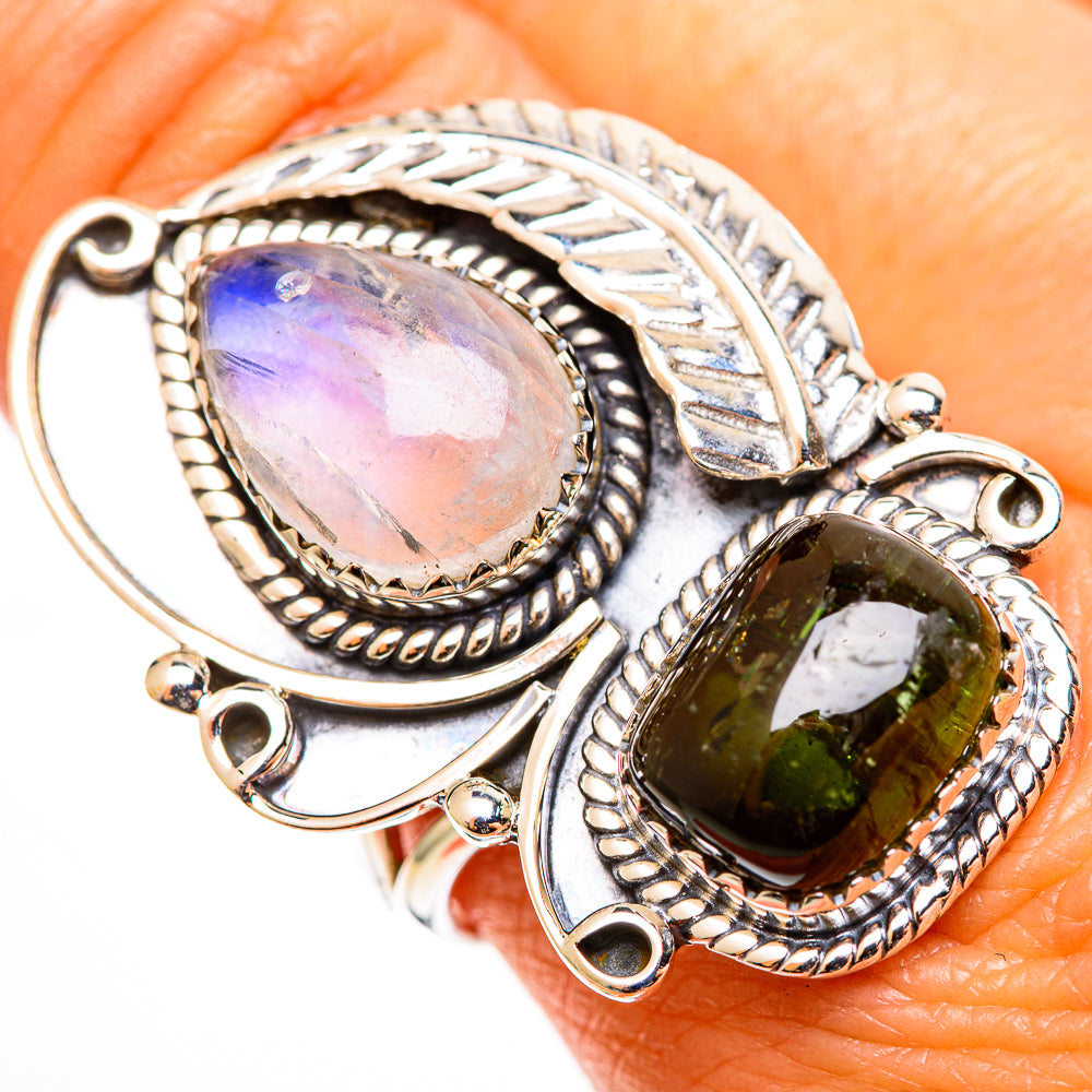 Rainbow Moonstone Rings handcrafted by Anasilvercos - RING112934