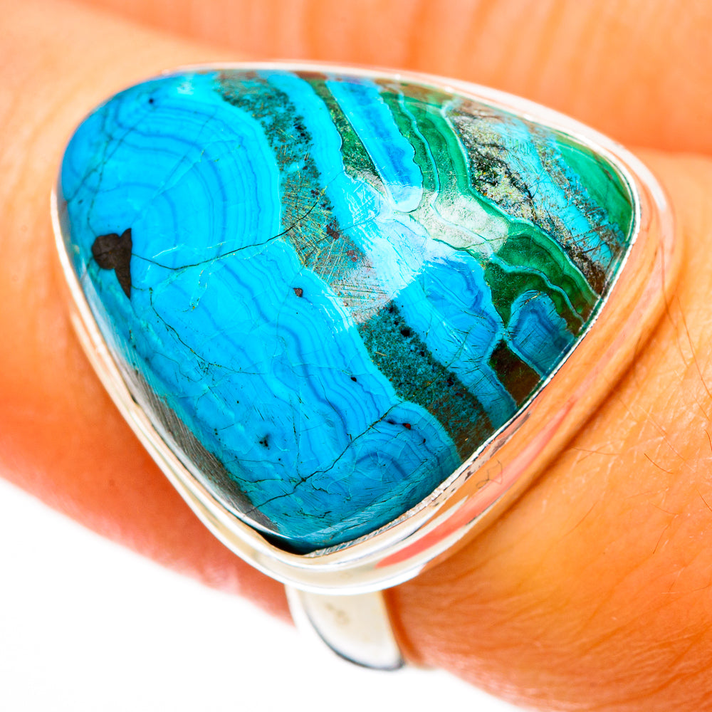 Malachite In Chrysocolla Rings handcrafted by Anasilvercos - RING113014