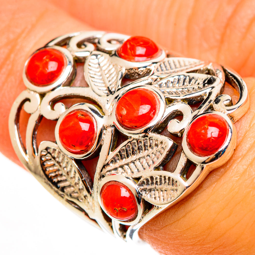 Mediterranean Red Coral Rings handcrafted by Anasilvercos - RING113031