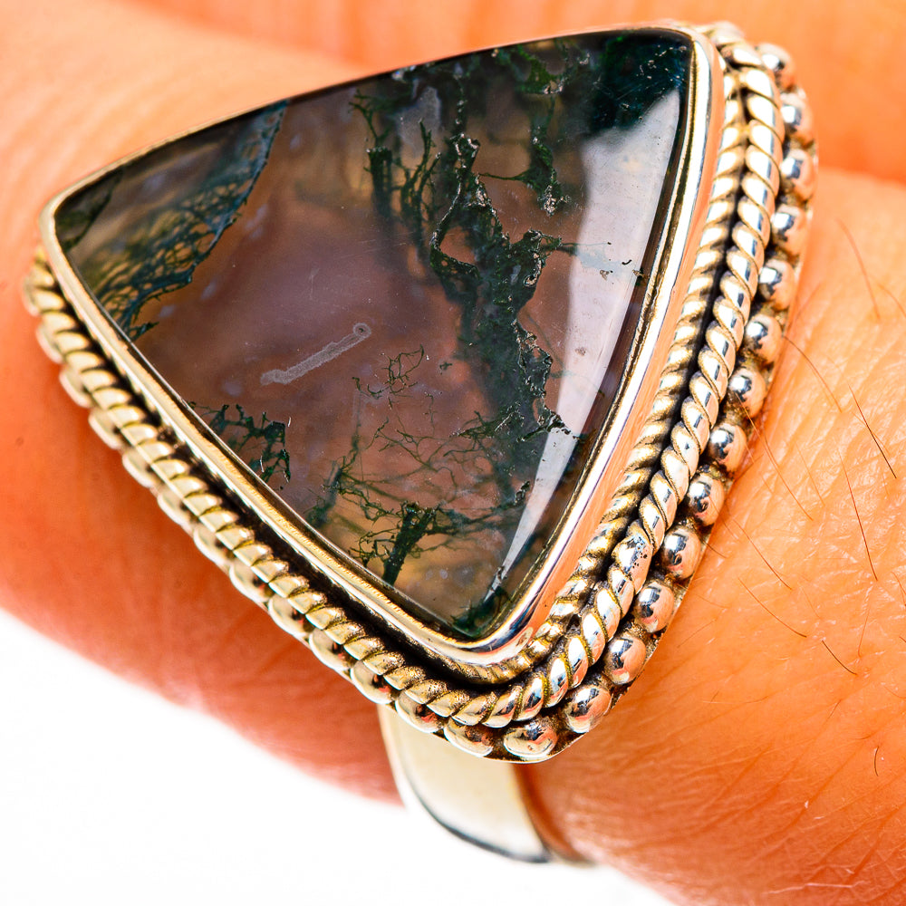 Green Moss Agate Rings handcrafted by Anasilvercos - RING113088
