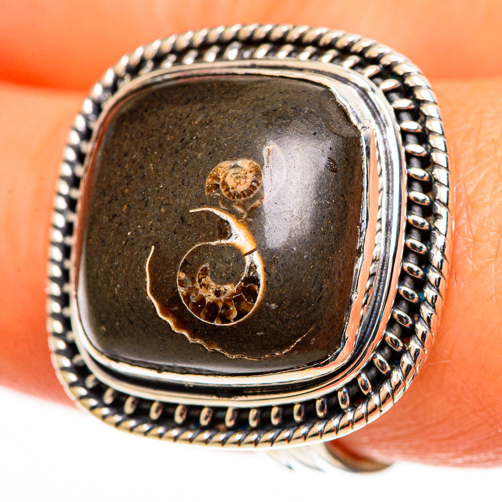 Turritella Agate Rings handcrafted by Anasilvercos - RING113091