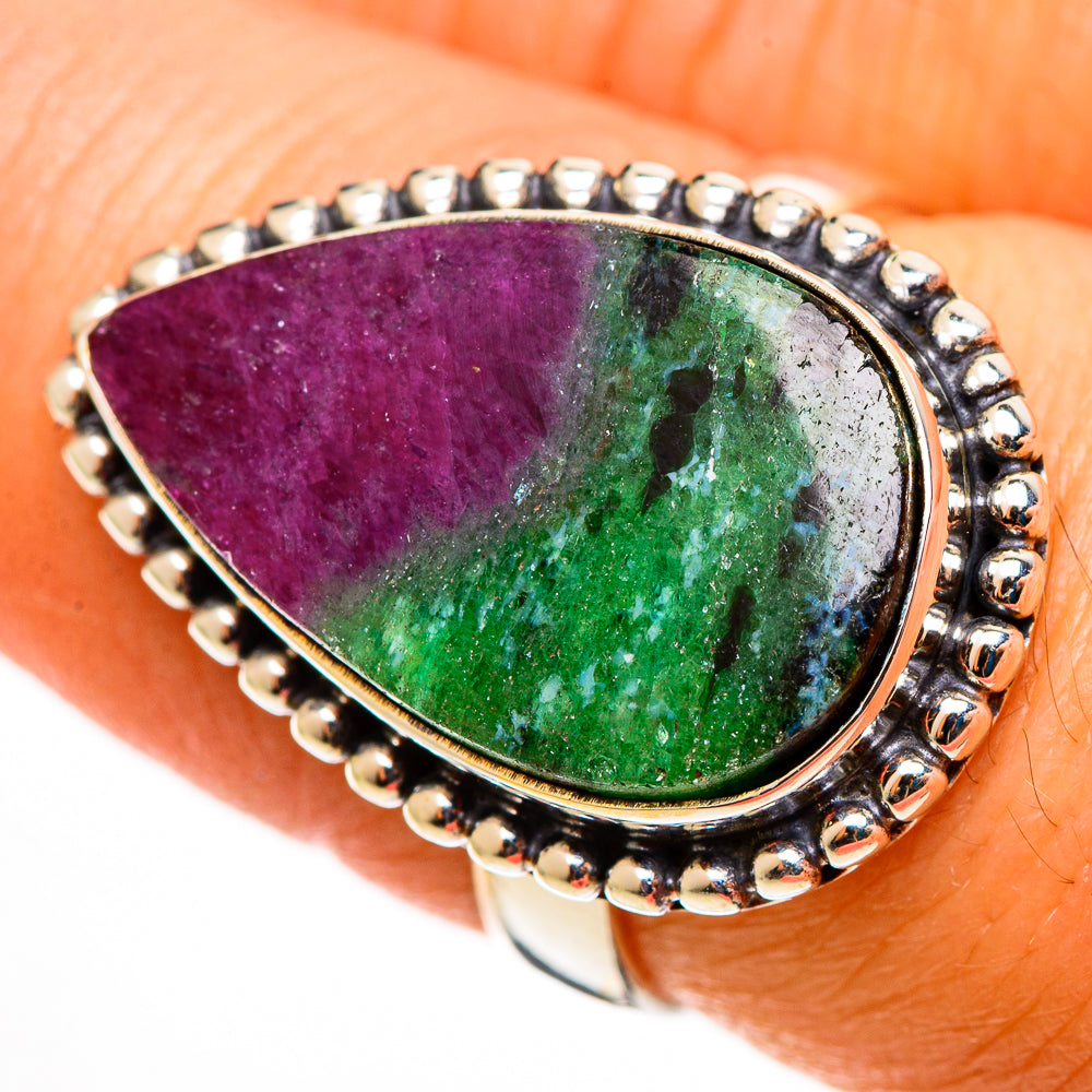 Ruby Zoisite Rings handcrafted by Anasilvercos - RING113109