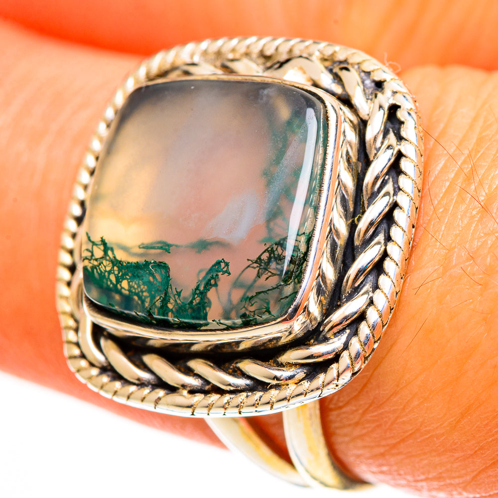 Green Moss Agate Rings handcrafted by Anasilvercos - RING113119