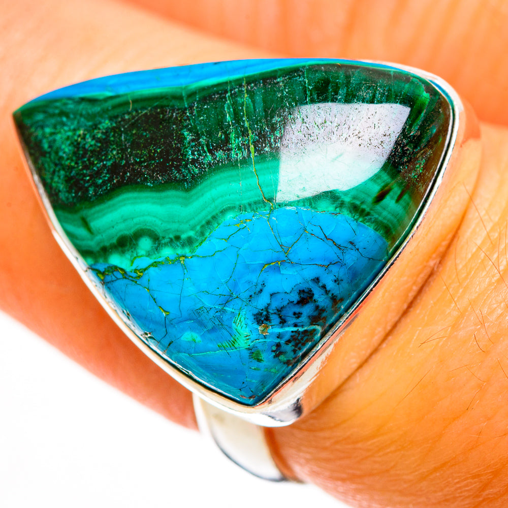 Malachite In Chrysocolla Rings handcrafted by Anasilvercos - RING113134