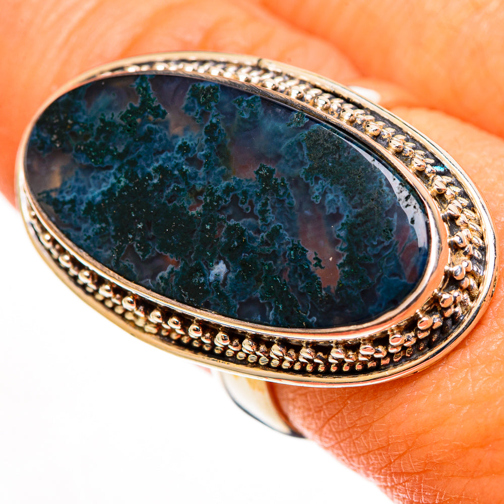 Green Moss Agate Rings handcrafted by Anasilvercos - RING113216