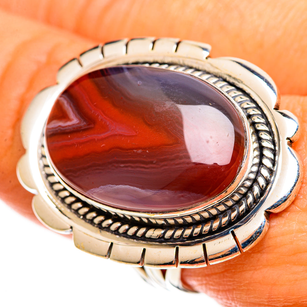 Red Botswana Agate Rings handcrafted by Anasilvercos - RING113226