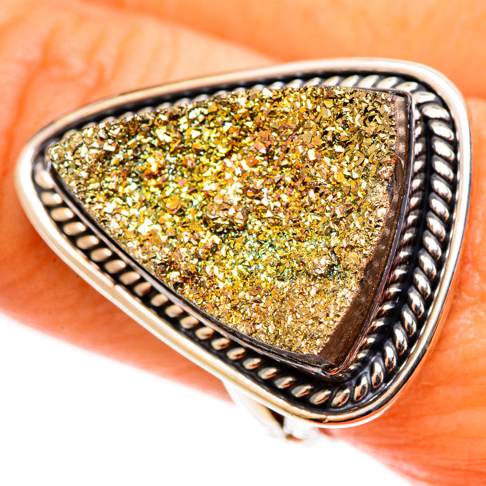 Spectro Pyrite Druzy Rings handcrafted by Anasilvercos - RING113236