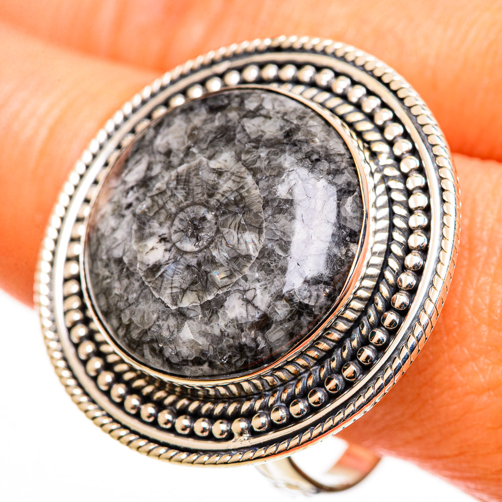 Moroccan Goniatite Fossil Rings handcrafted by Anasilvercos - RING113238