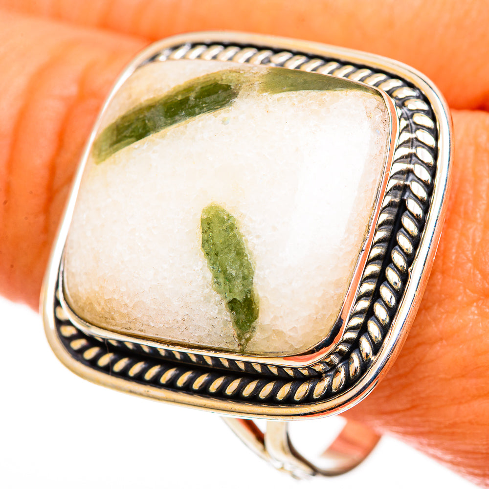Green Tourmaline In Quartz Rings handcrafted by Anasilvercos - RING113239