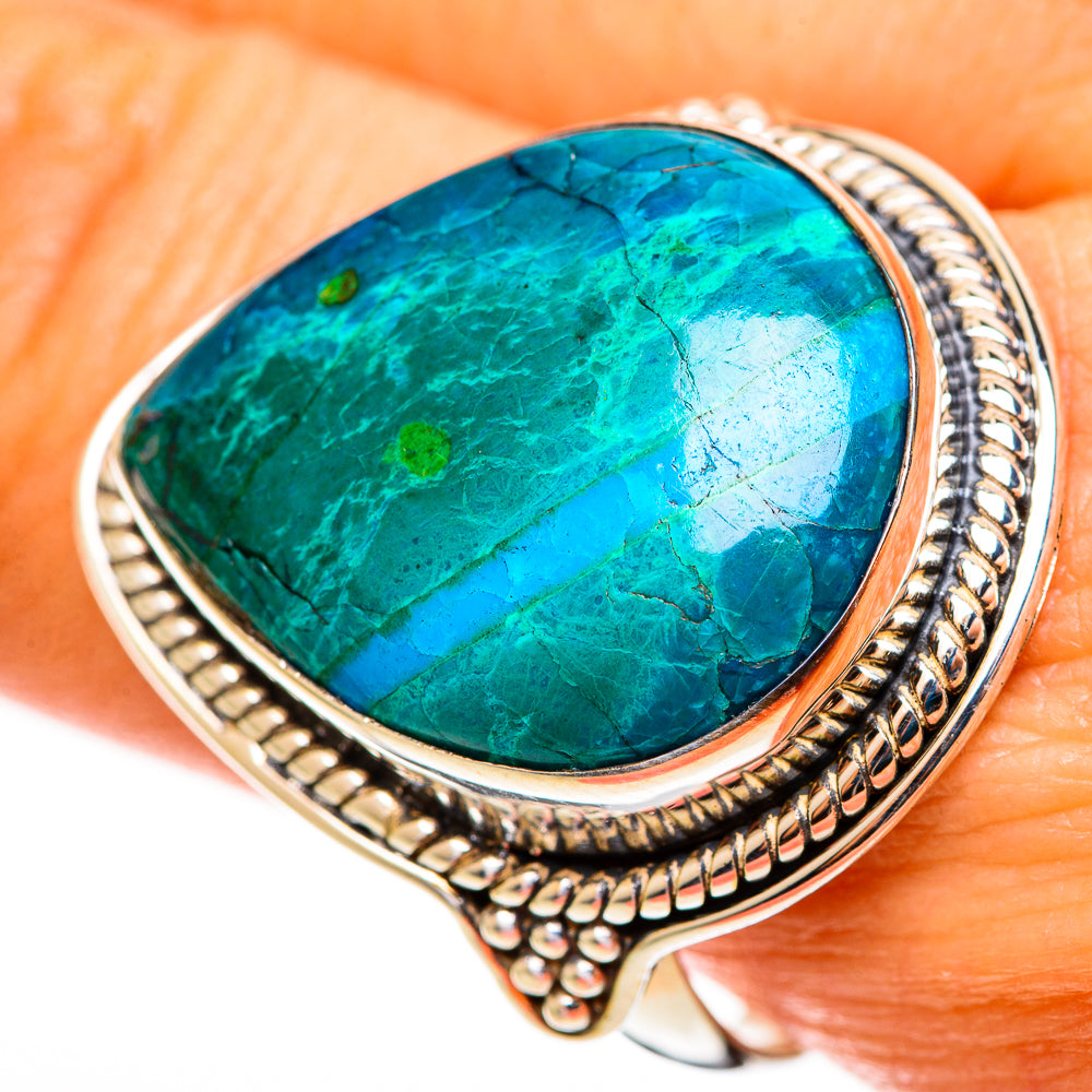 Malachite In Chrysocolla Rings handcrafted by Anasilvercos - RING113246