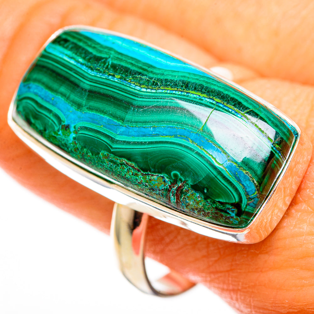 Malachite In Chrysocolla Rings handcrafted by Anasilvercos - RING113251