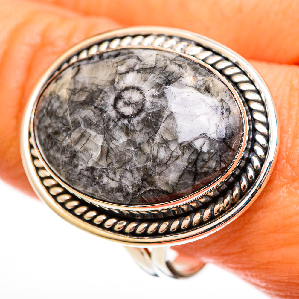 Moroccan Goniatite Fossil Rings handcrafted by Anasilvercos - RING113267