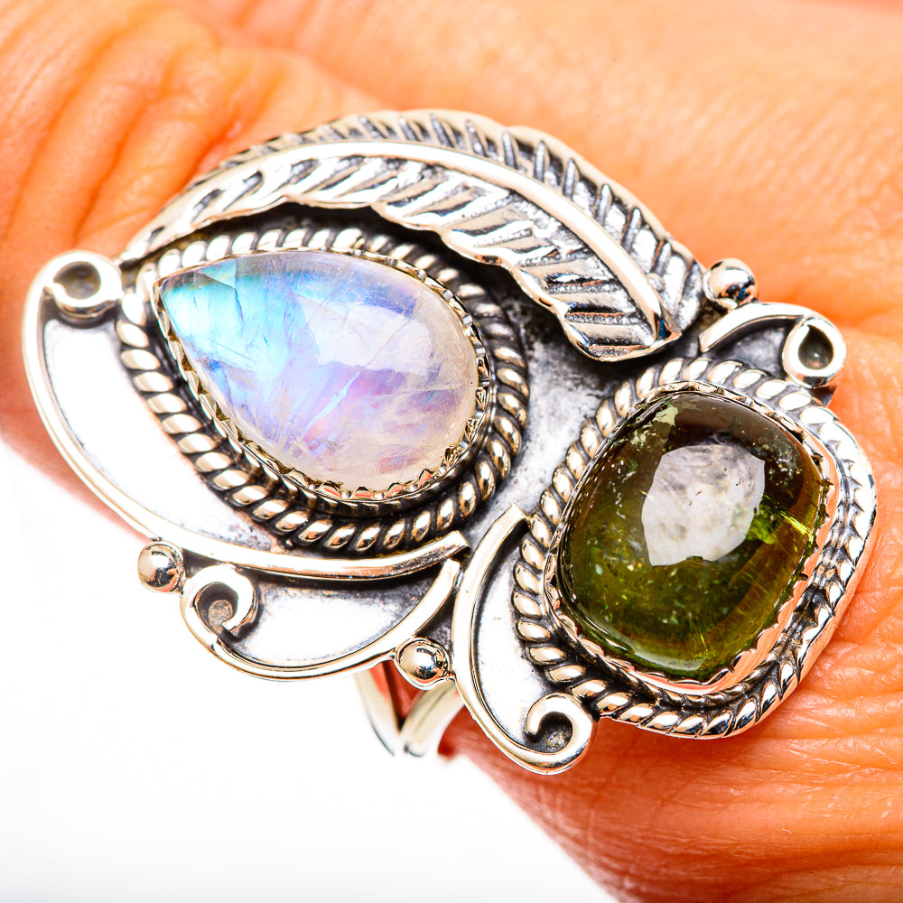 Rainbow Moonstone Rings handcrafted by Anasilvercos - RING113280
