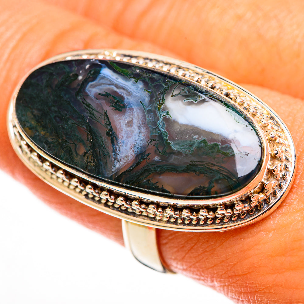 Green Moss Agate Rings handcrafted by Anasilvercos - RING113282