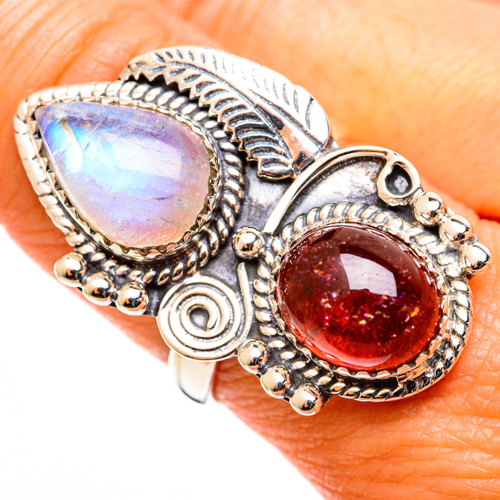 Rainbow Moonstone Rings handcrafted by Anasilvercos - RING113292