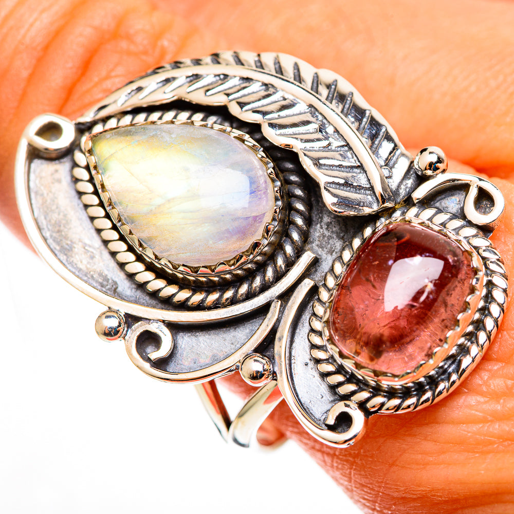 Rainbow Moonstone Rings handcrafted by Anasilvercos - RING113293