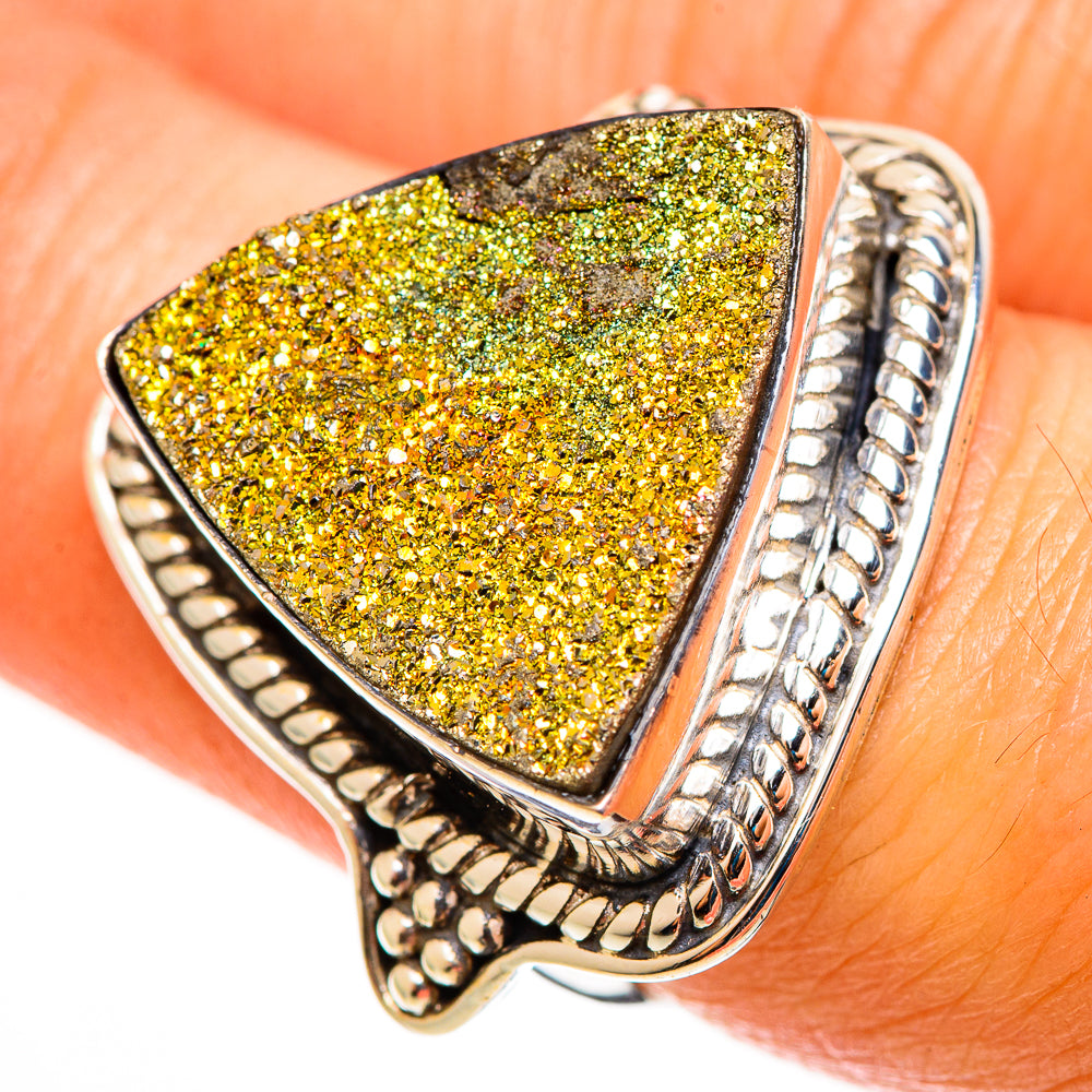 Spectro Pyrite Druzy Rings handcrafted by Anasilvercos - RING113298