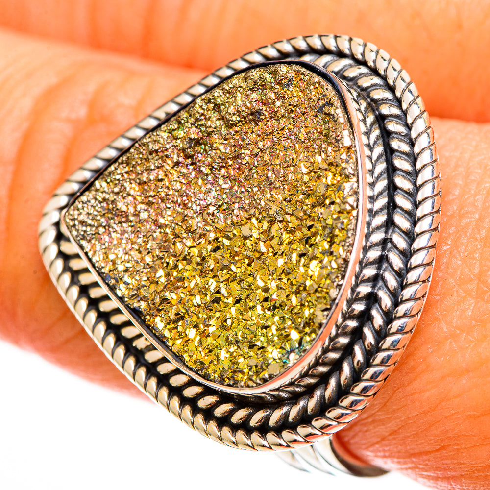 Spectro Pyrite Druzy Rings handcrafted by Anasilvercos - RING113299