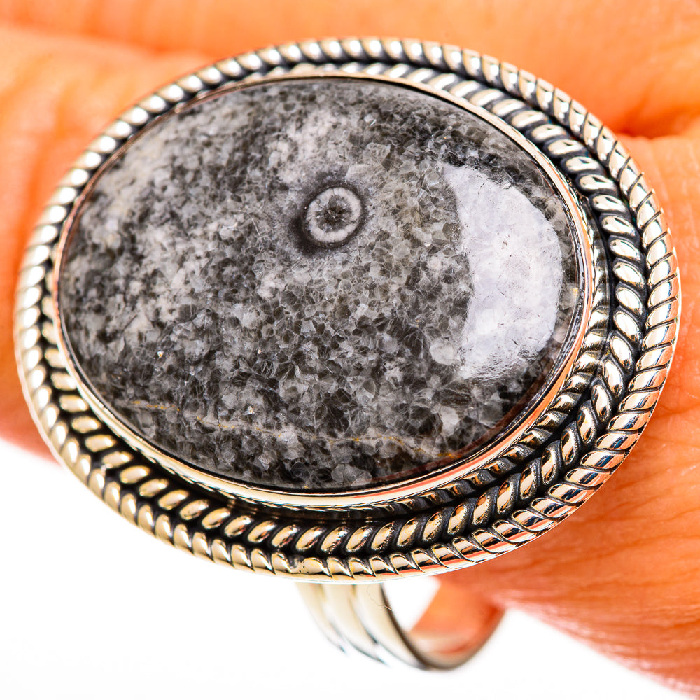 Moroccan Goniatite Fossil Rings handcrafted by Anasilvercos - RING113300
