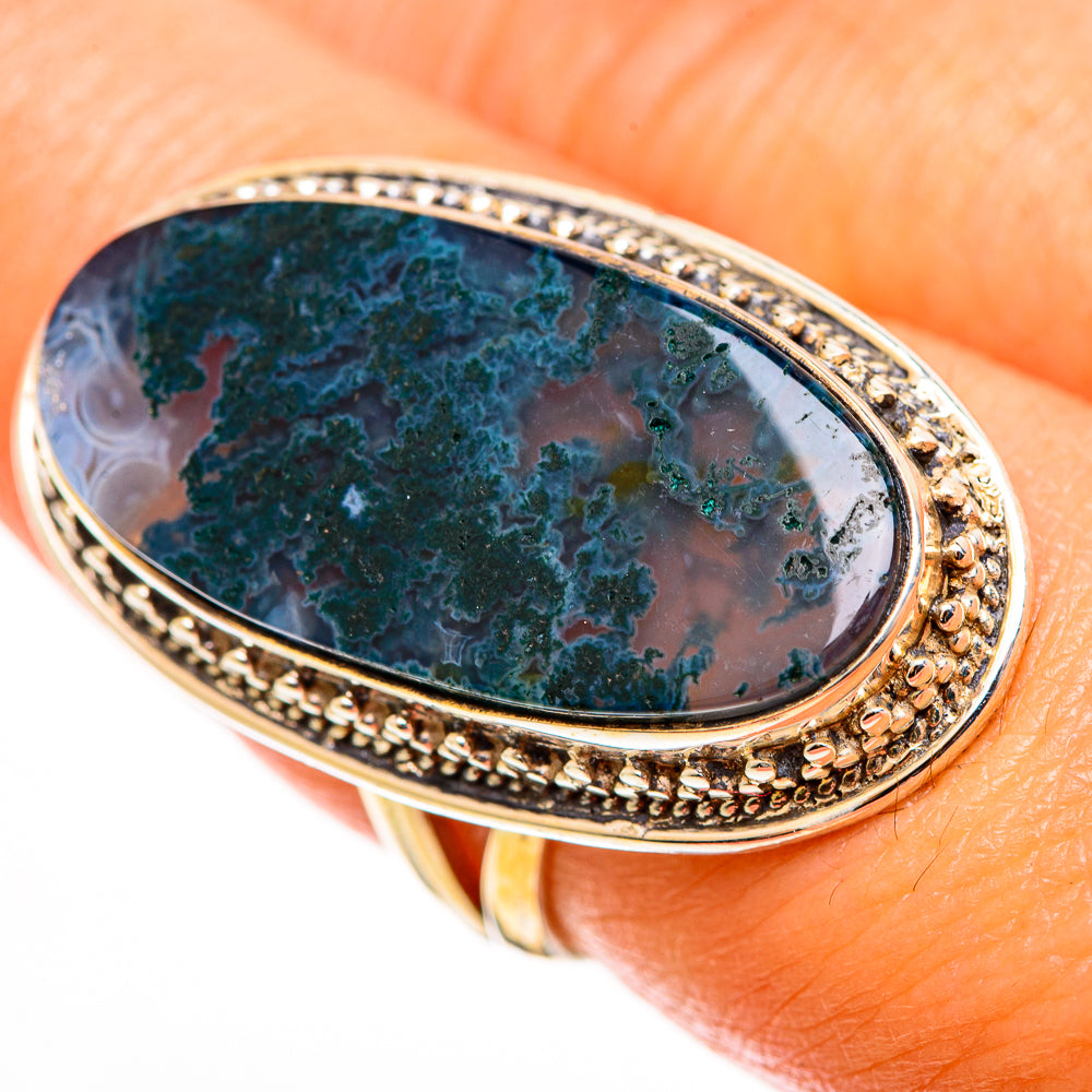 Green Moss Agate Rings handcrafted by Anasilvercos - RING113305