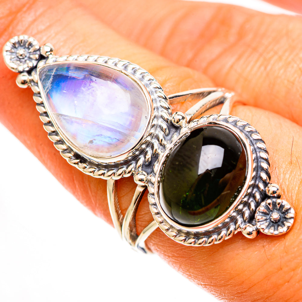 Rainbow Moonstone Rings handcrafted by Anasilvercos - RING113306